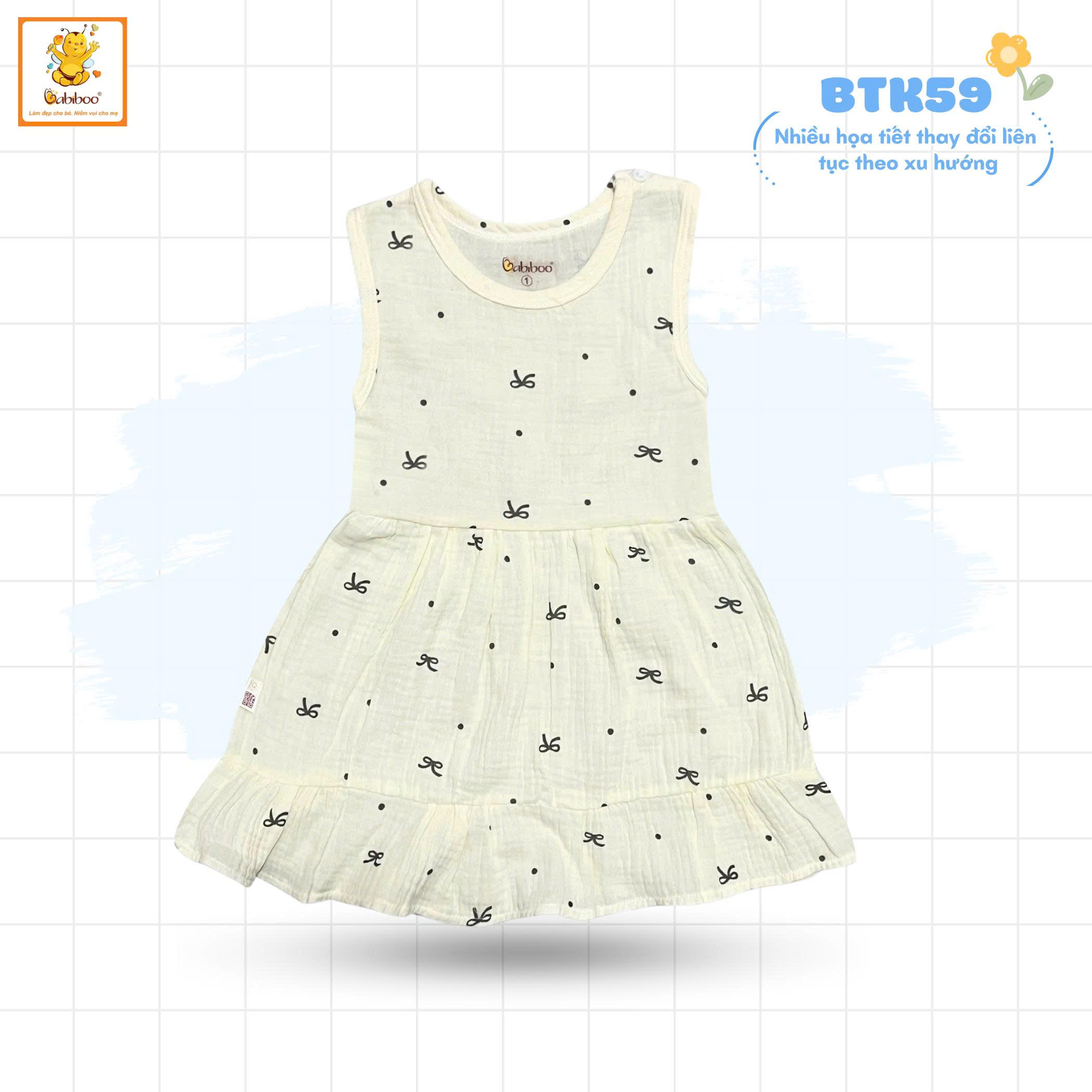 Váy bé gái Babiboo váy sát nách đuôi cá muslin mềm mát, thông thoáng BTK59