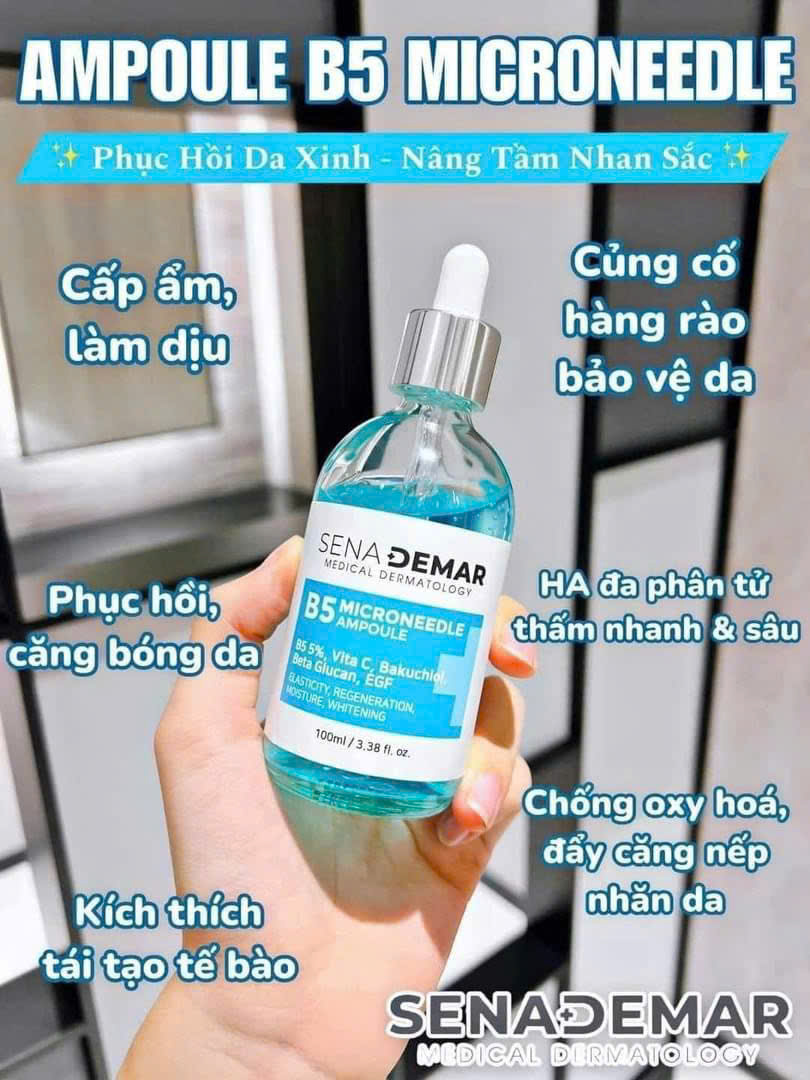 Serum B5 Senademar 100ml hạn 2027 microneedle ampoule Phục Hồi Da Cấp Ẩm Ngăn Ngừa Lão Hoá.