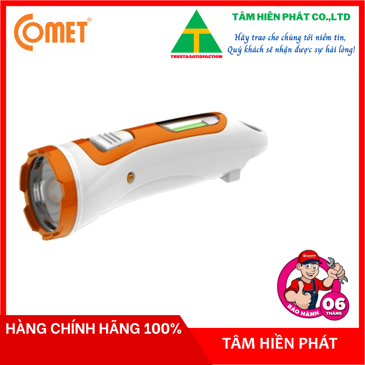 Đèn Pin Sạc LED Comet CRT453 - Hàng Chính Hãng