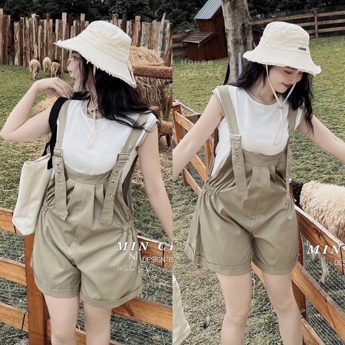 SET QUẦN YẾM 2 DÂY JUMPSUIT ĐỒ BAY NGẮN ỐNG RỘNG GIẢ VÁY SUÔNG TRƠN + ÁO THUN SÁT NÁCH ĐI CHƠI ĐI BIỂN DẠO PHỐ ĐI HỌC ĐI TIỆC