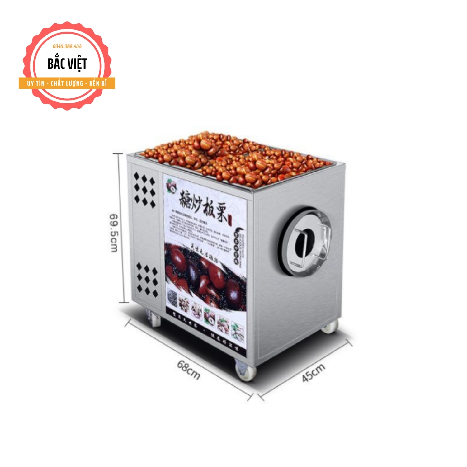 Máy rang hạt dẻ nhỏ dùng gas rang từ 5-7kg