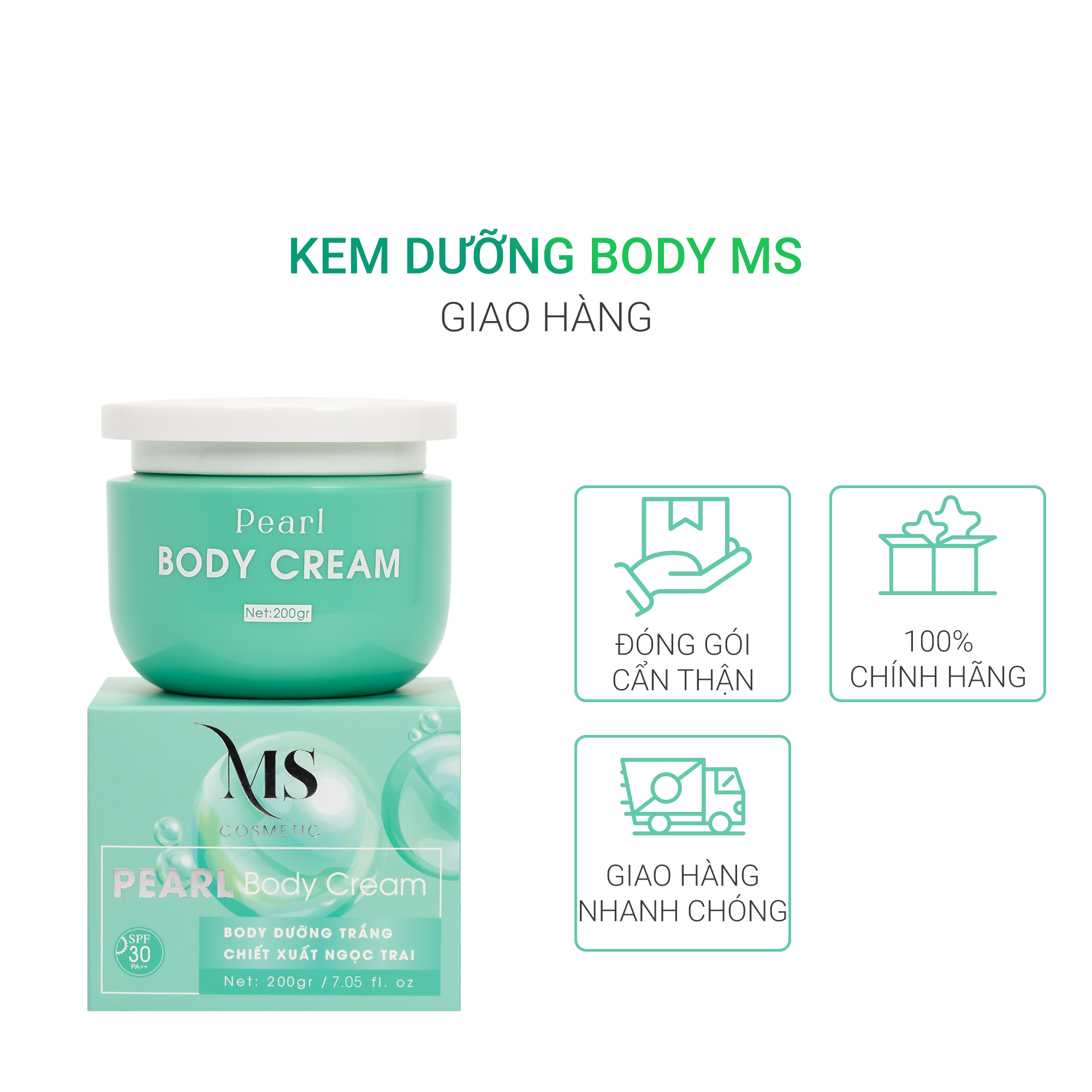 Kem Dưỡng Body MS Pearl Body Cream Hộp 200g, Kem Dưỡng Body Trắng Da Ngăn Ngừa Lão Hoá - MỸ PHẨM MS COSMETIC