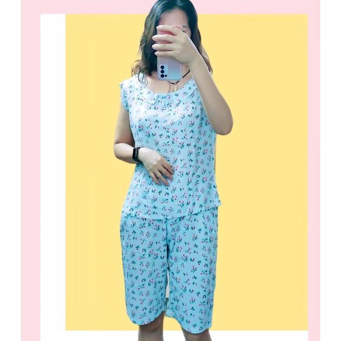 -Bộ lanh nữ áo tay hến cổ sen quần lửng vải lanh Việt Thắng( ảnh tự chụp