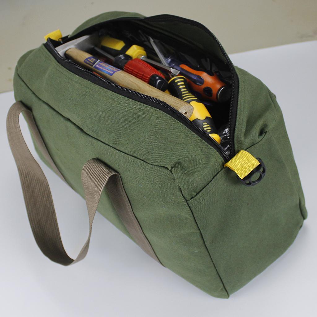 3x 12" Canvas Tool Bag Functional Green Multipurpose Toolkit Storage Tote