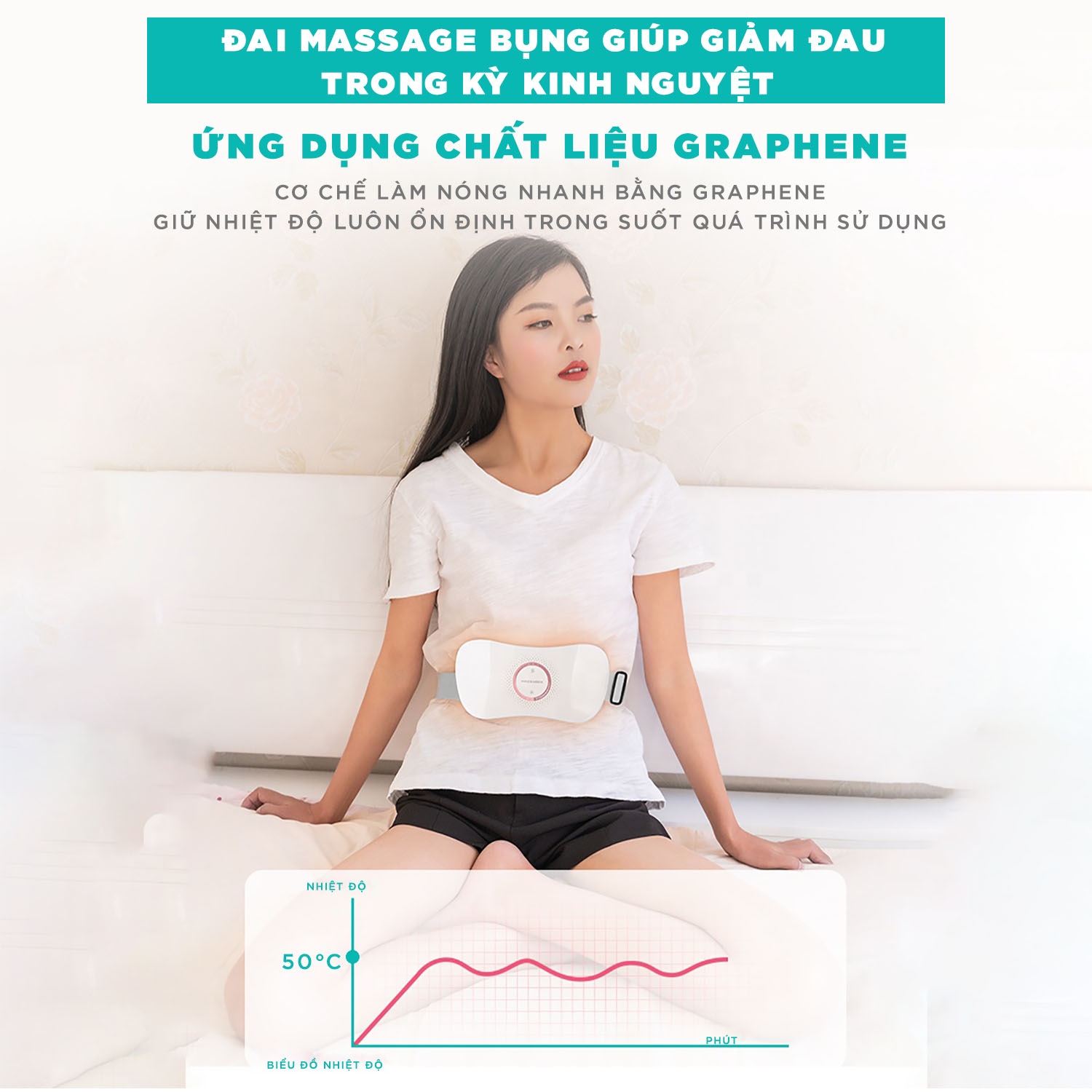 Đai Massage Bụng Cao Cấp KingTech KS-220 - Mát xa Rung, Nhiệt - Hỗ Trợ Giảm Đau Bụng Kinh, Đau Lưng - Quà Tặng Tuyệt Vời Ngày Valentine 14/2, 8/3, 20/10 Cho Chị Em Phụ Nữ