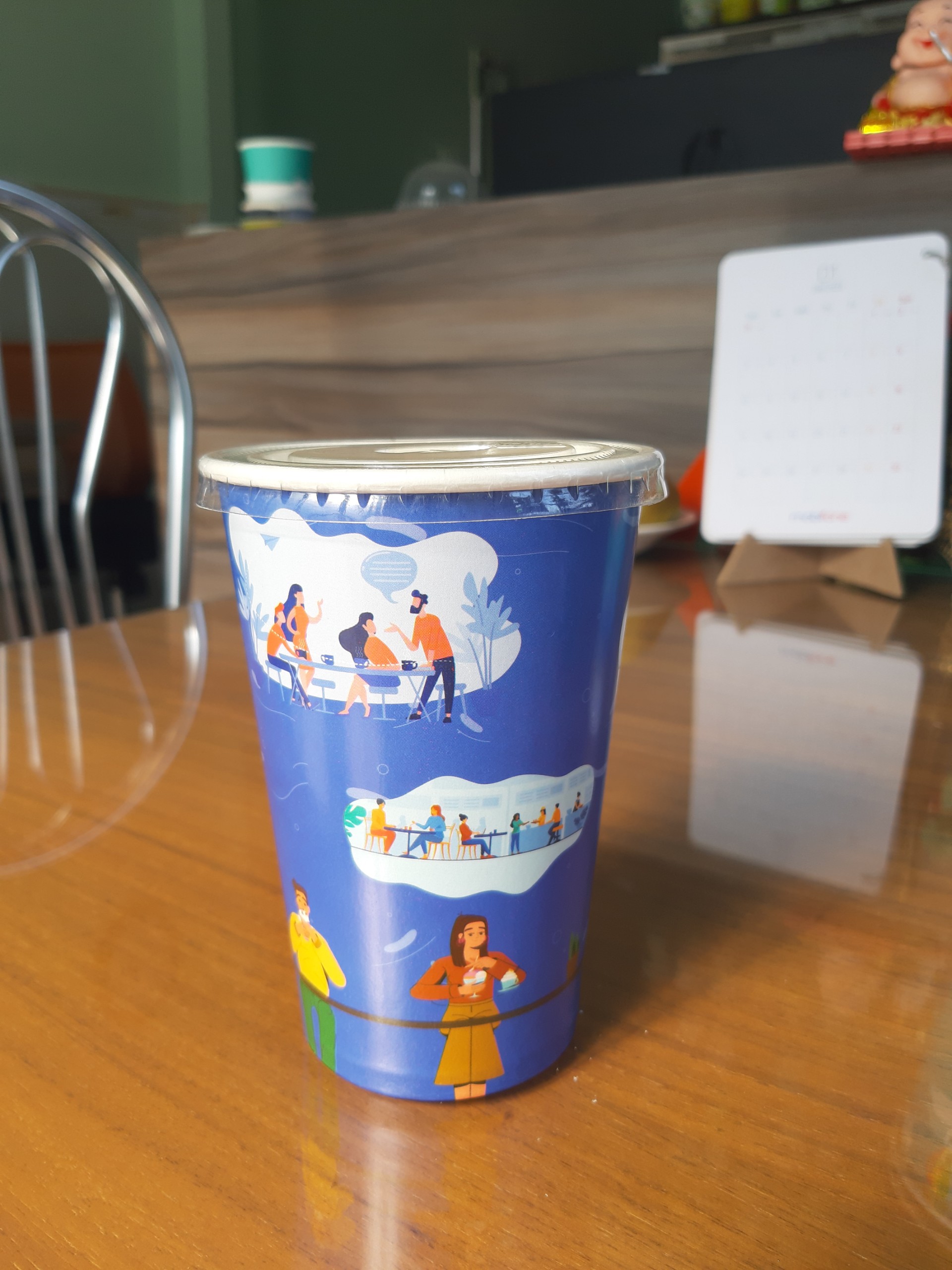Ly giấy 16oz in hình 2PE lốc 50 cái +nắp nhựa bằng