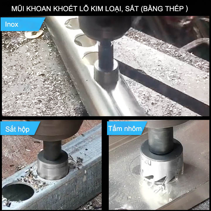 01 Mũi khoan khoét lỗ inox, sắt, nhôm đa năng bằng thép cứng, có nhiều kích cỡ cho khách lựa chọn