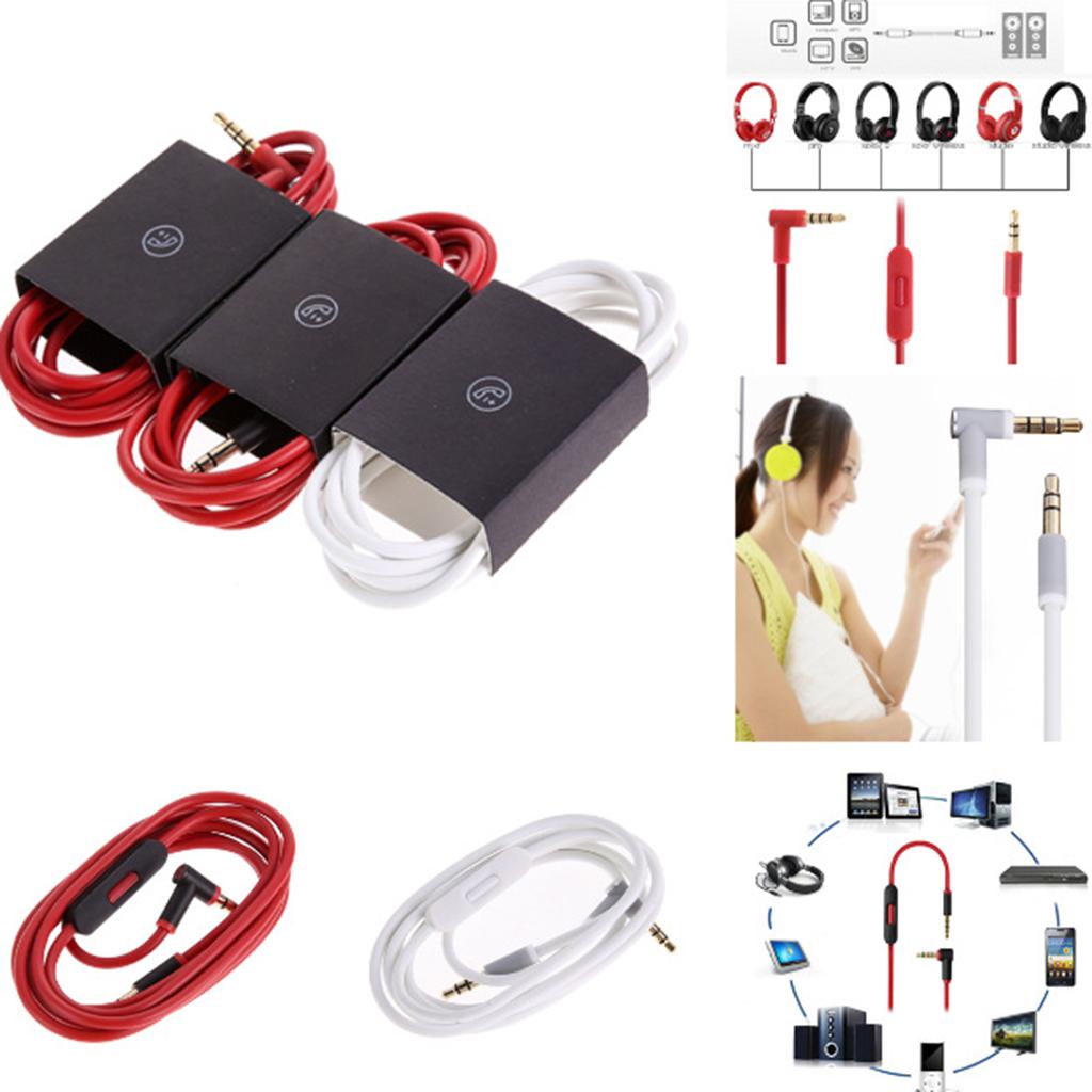 Replacement Audio Cable Cord Wire In-line Microphone For 3.5mm Headphones