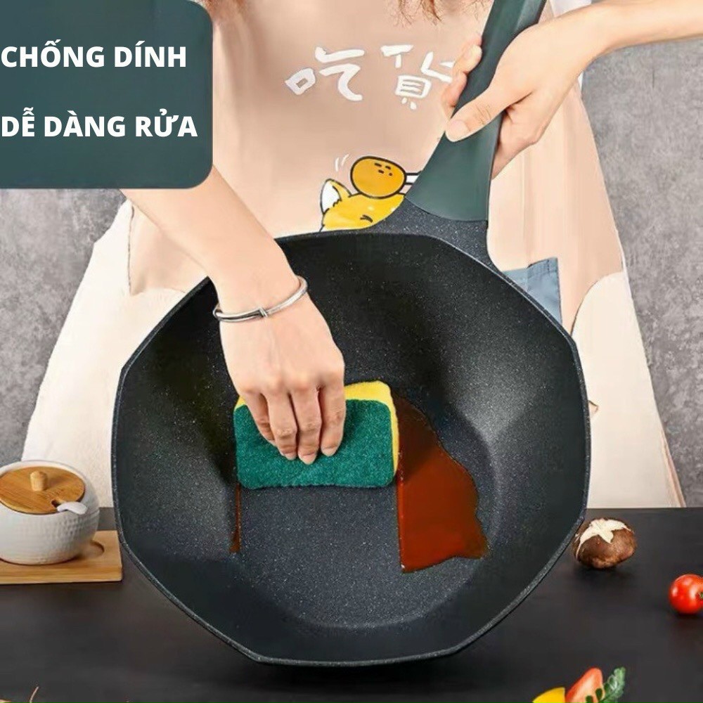 Chảo Đun Bếp Từ Siêu Chống Dính,Chất Liệu Thép Hợp Kim Cao Cấp,Thiết Kế Sang Trọng,Đáy 3 Lớp-Size 32cm,Lòng Sâu 10cm