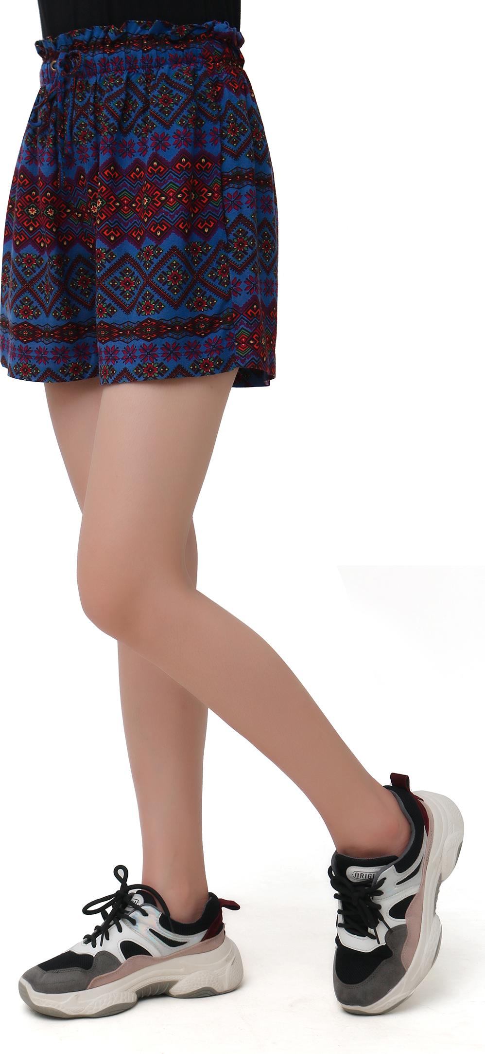 Quần short nữ  xanh hoa văn thổ cẩm Narsis T0005