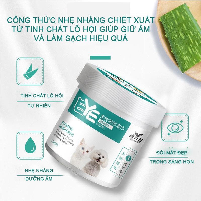 Khăn Ướt Lau Mắt, Lau Tai Bẩn Cho Thú Cưng Chiết Xuất Từ Cây Lô Hội 130 Miếng Tiệm Nhà Nice