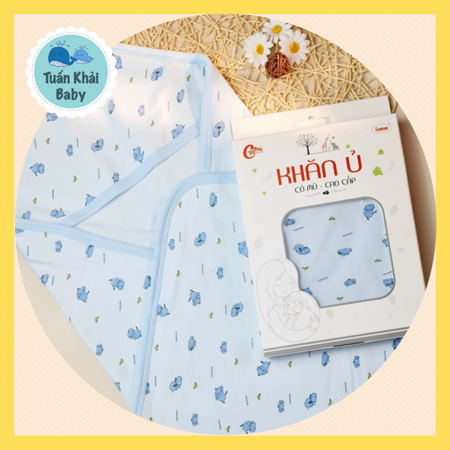 1 Khăn quấn ủ, khăn choàng bế cao cấp có mũ cao cấp CUNCON cho bé sơ sinh | Chất liệu cao cấp 100% cotton 4 chiều dày dặn, ấm áp, mềm mại, an toàn cho bé yêu