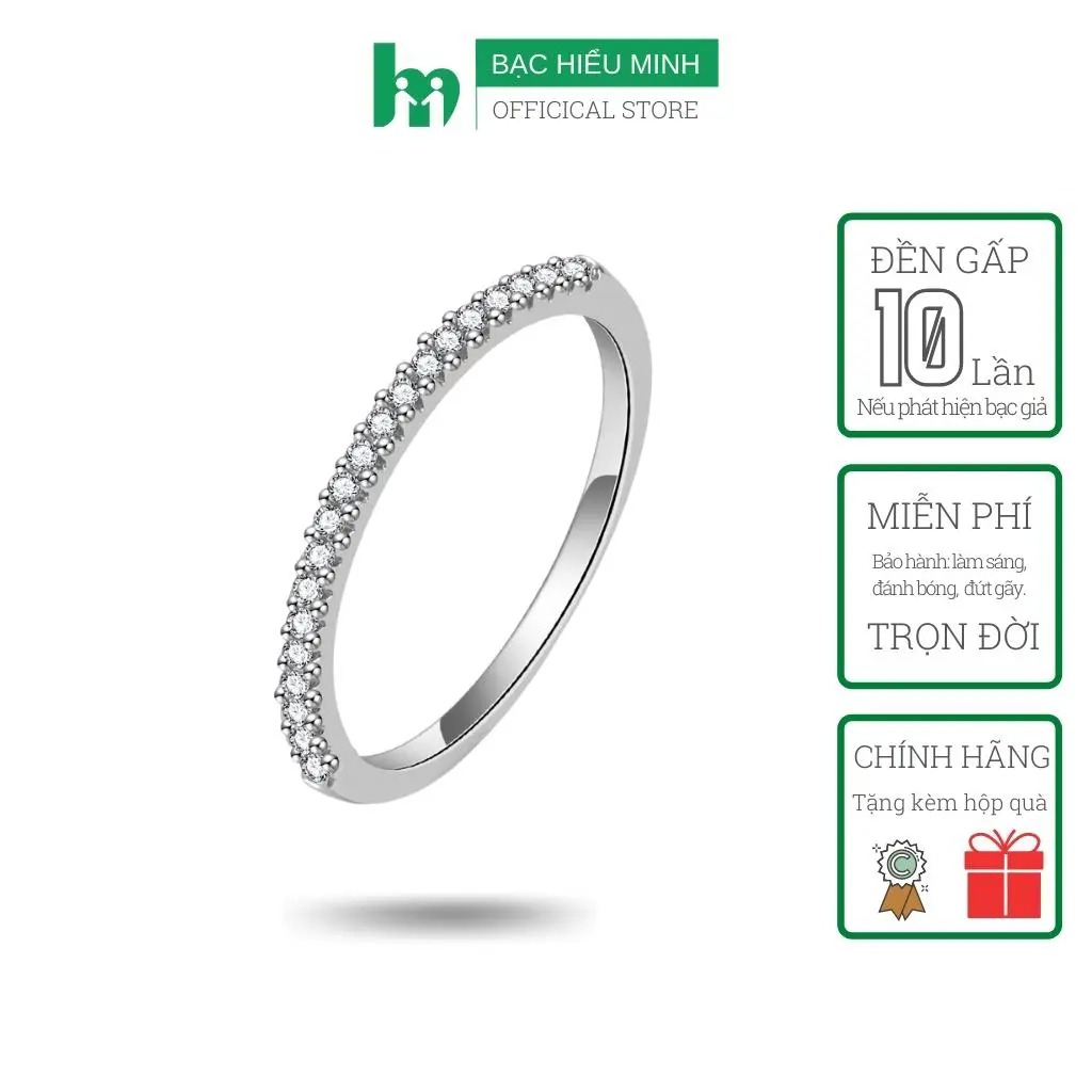 Nhẫn Nữ Bạc Đá Trắng Full Size Nhẹ Nhàng Đơn Giản Nữ Tính Và Tinh Tế BẠC HIỂU MINH NU132X
