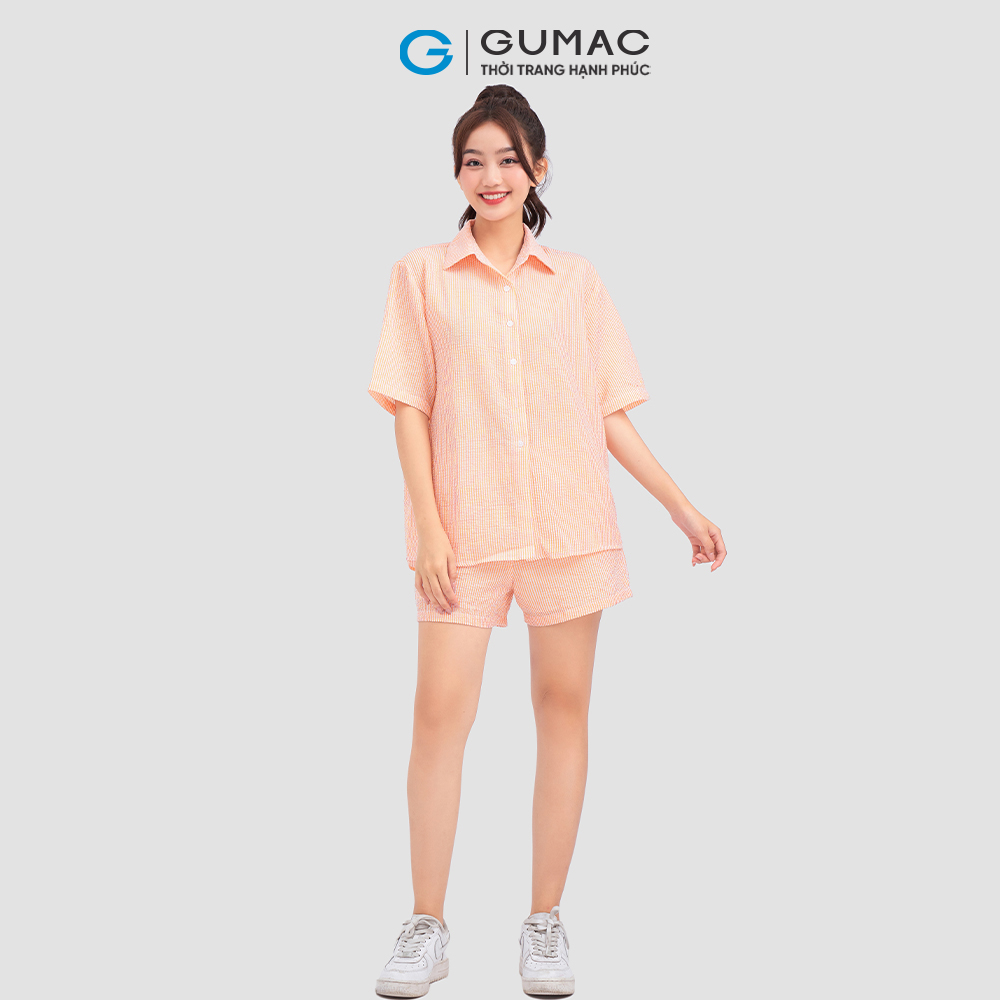 Set sơ mi tay ngắn, quần short freesize GUMAC SC11052