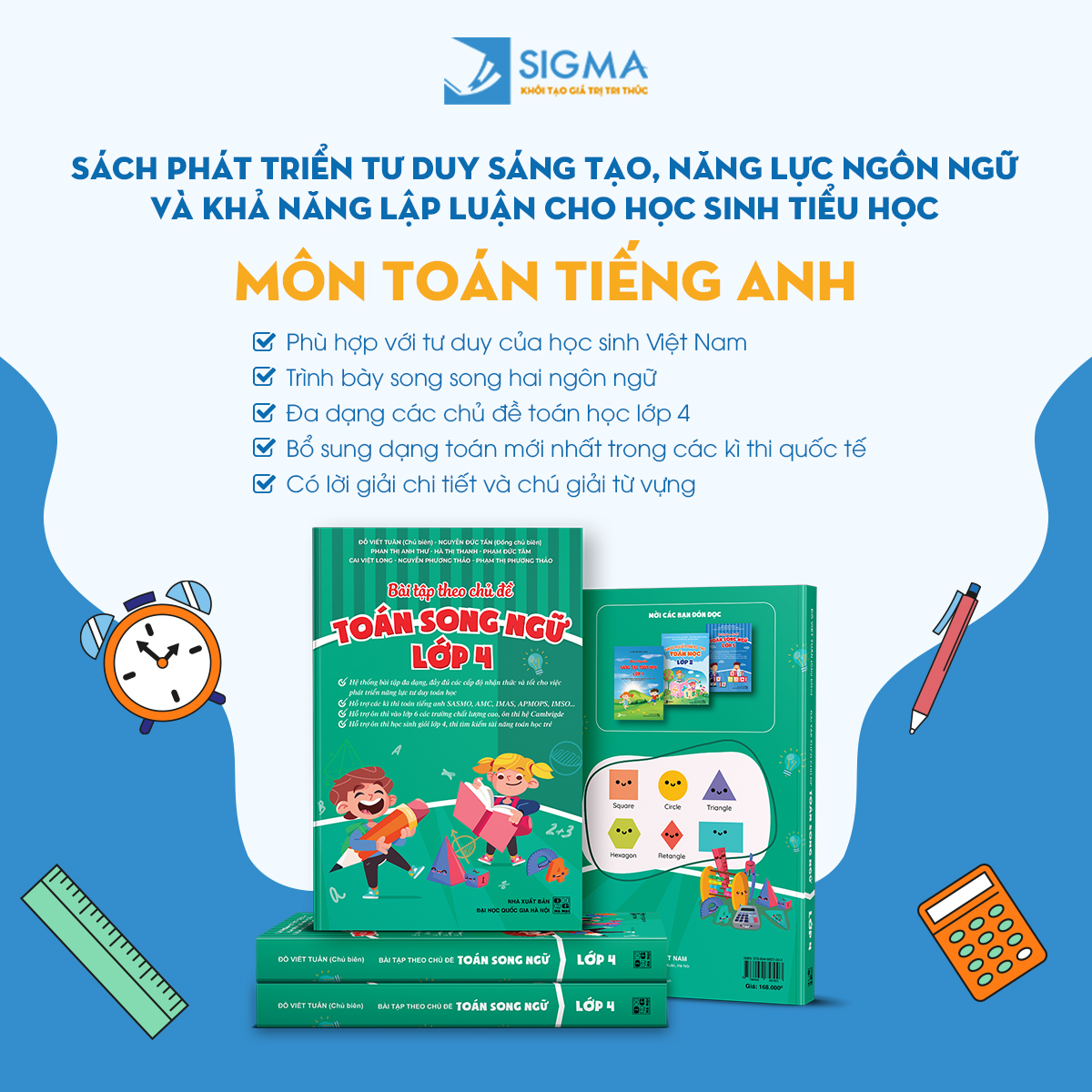 Sách Bài tập theo chủ đề Toán Song Ngữ lớp 4 - Sách Toán nâng cao lớp 4 bằng tiếng Anh - Chính hãng Sigma Books