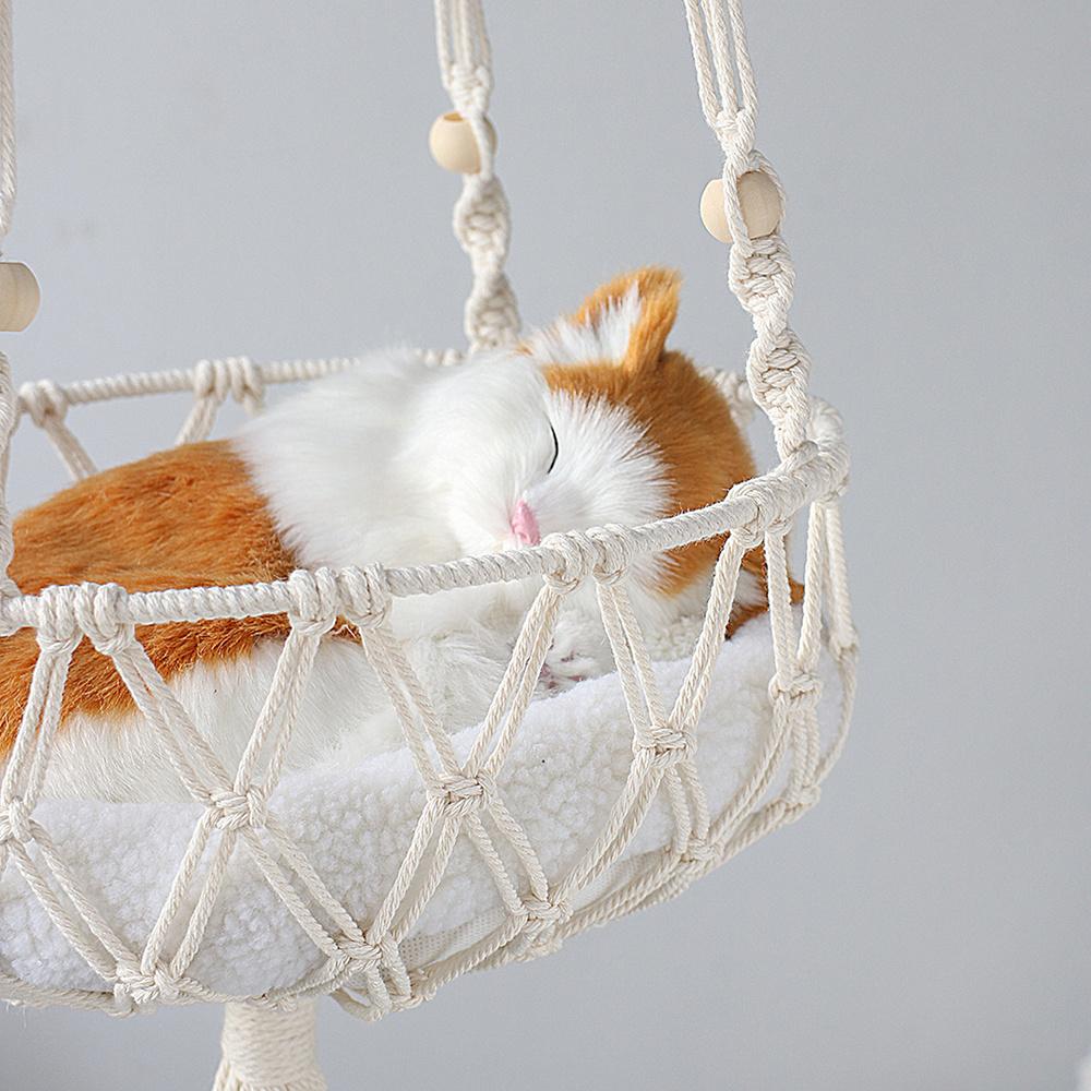 Lớn Macrame Mèo Võng, macrame Treo Xoay Chó Mèo Giường Rổ Nhà Mèo Cưng Phụ Kiện Cho Chó Mèo Nhà Của Con Chó Con Giường Tặng