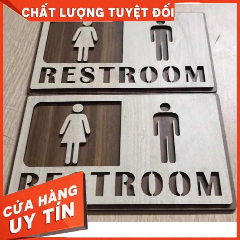 Bảng toilet gỗ dán tường - Bảng biển chỉ dẫn khu vực toilet/restroom/WC