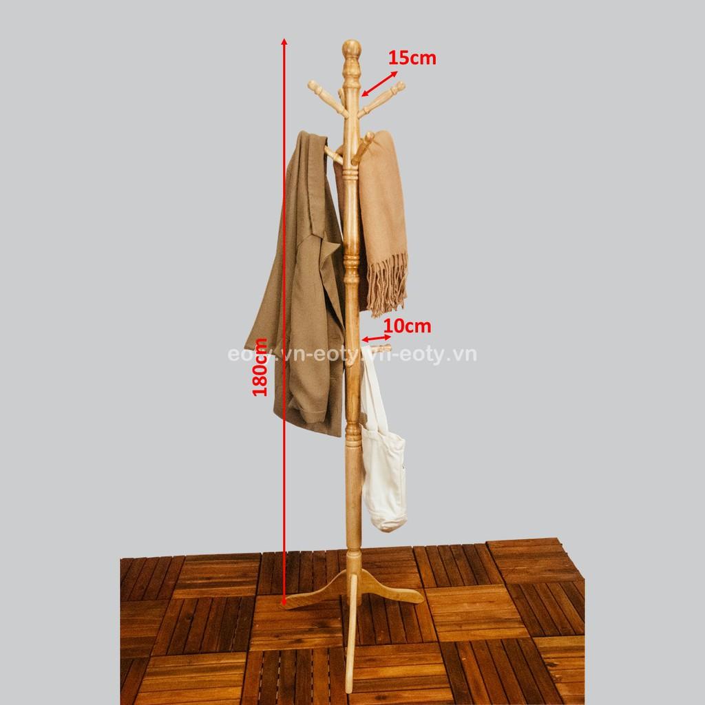 Cây treo quần áo đứng bằng gỗ cao su 1m8 Standing Hanger móc quần áo, mũ, túi xách