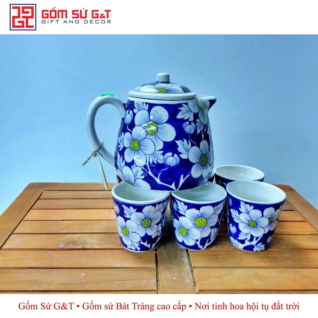 Bộ tích trà Gốm Sứ G&amp;T vẽ mai vàng băng xanh