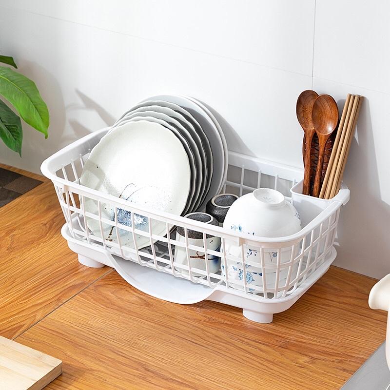 Khay kệ rổ úp chén dĩa bát đũa muỗng có khay hứng nước thông minh tiện lợi - Rổ úp chén bát rửa chén đa năng
