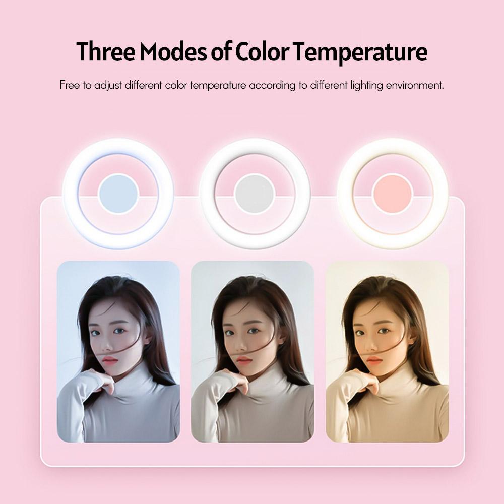 Đèn trang điểm LED Ring Light để bàn có chân đế,gương lớn và giá đỡ điện thoại di động, Hiệu ứng ánh sáng mềm mại - màu trắng