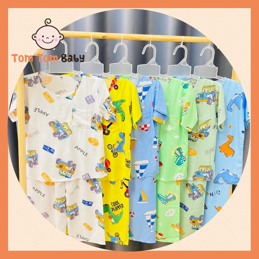 COMBO 3 Bộ Quần áo Tole lanh Bé Trai | Mẫu Tay Ngắn Quần Dài cài 2 nút trước |Size 3-12 cho bé 9-35kg