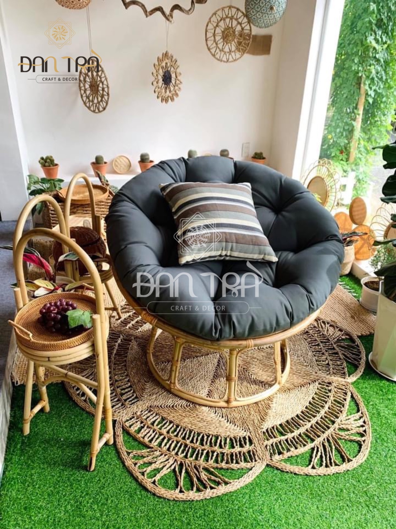 [LOẠI 1 - GIÁ XƯỞNG] Ghế Papasan 100% Tự Nhiên Cao Cấp, Ghế Mây Đọc Sách Kèm Nệm Màu Tự Chọn - Bàn Ghế Mây Tre ĐAN TRÀ