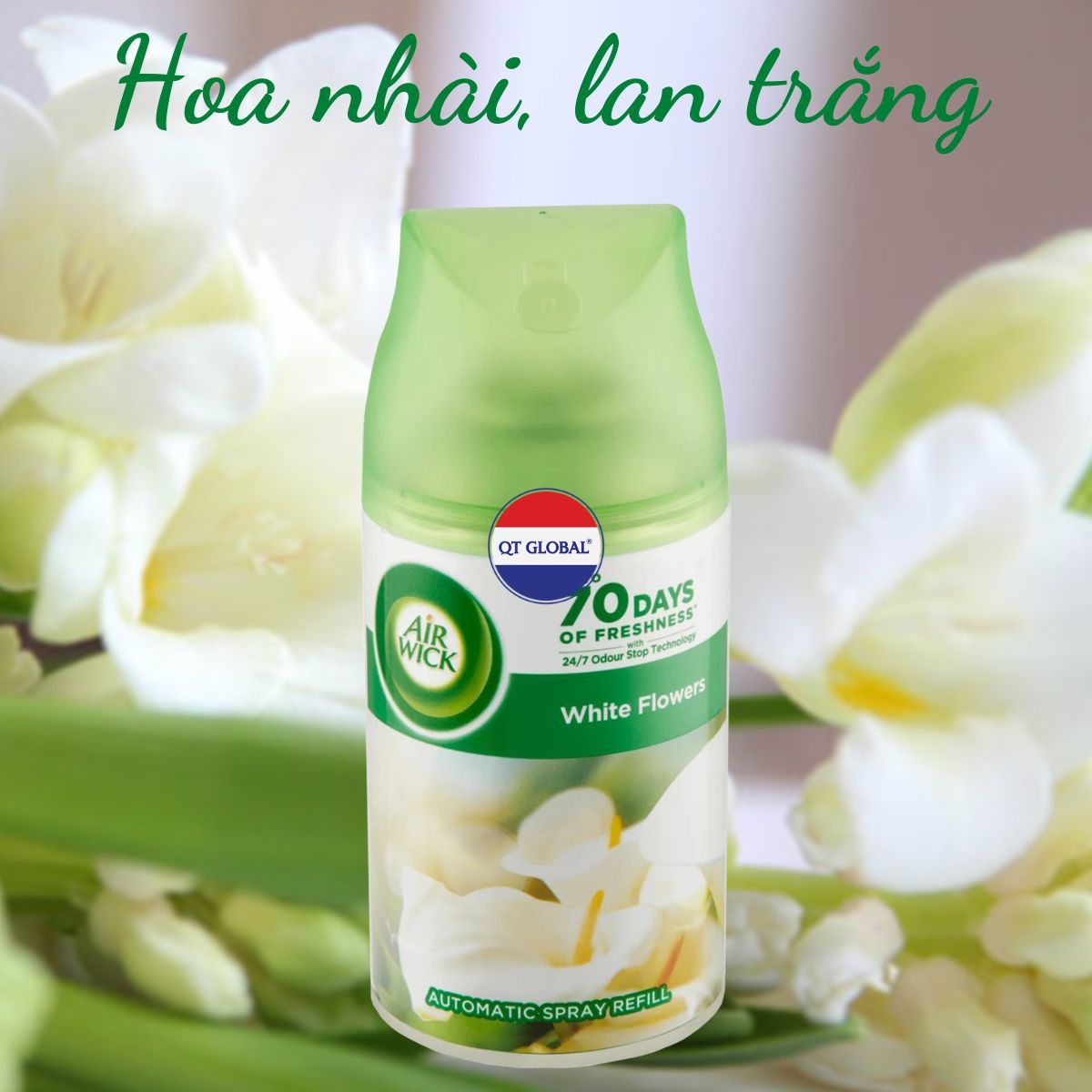 Bình xịt thơm phòng Air.Wick White Flowers 250ml QT016836 - hoa nhài, lan trắng