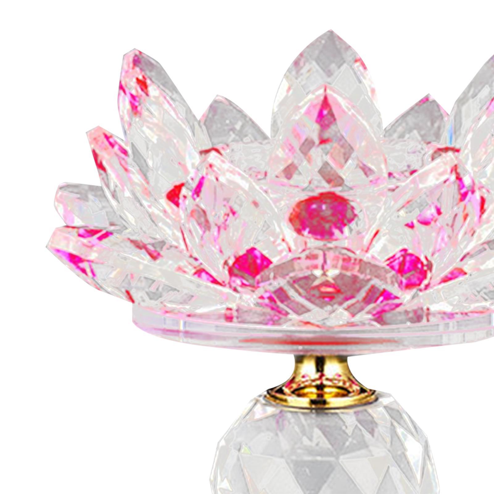 Glass Lotus Flower Tea Light Candle Holder Votive Candle Stand with Glass Base, Tealight Candlestick for Table Centerpiece Decor
