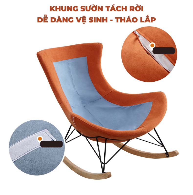 Ghế thư giãn bập bênh Tặng kèm ghế gác chân, chính hãng NIKITA, có đệm sofa tách rời