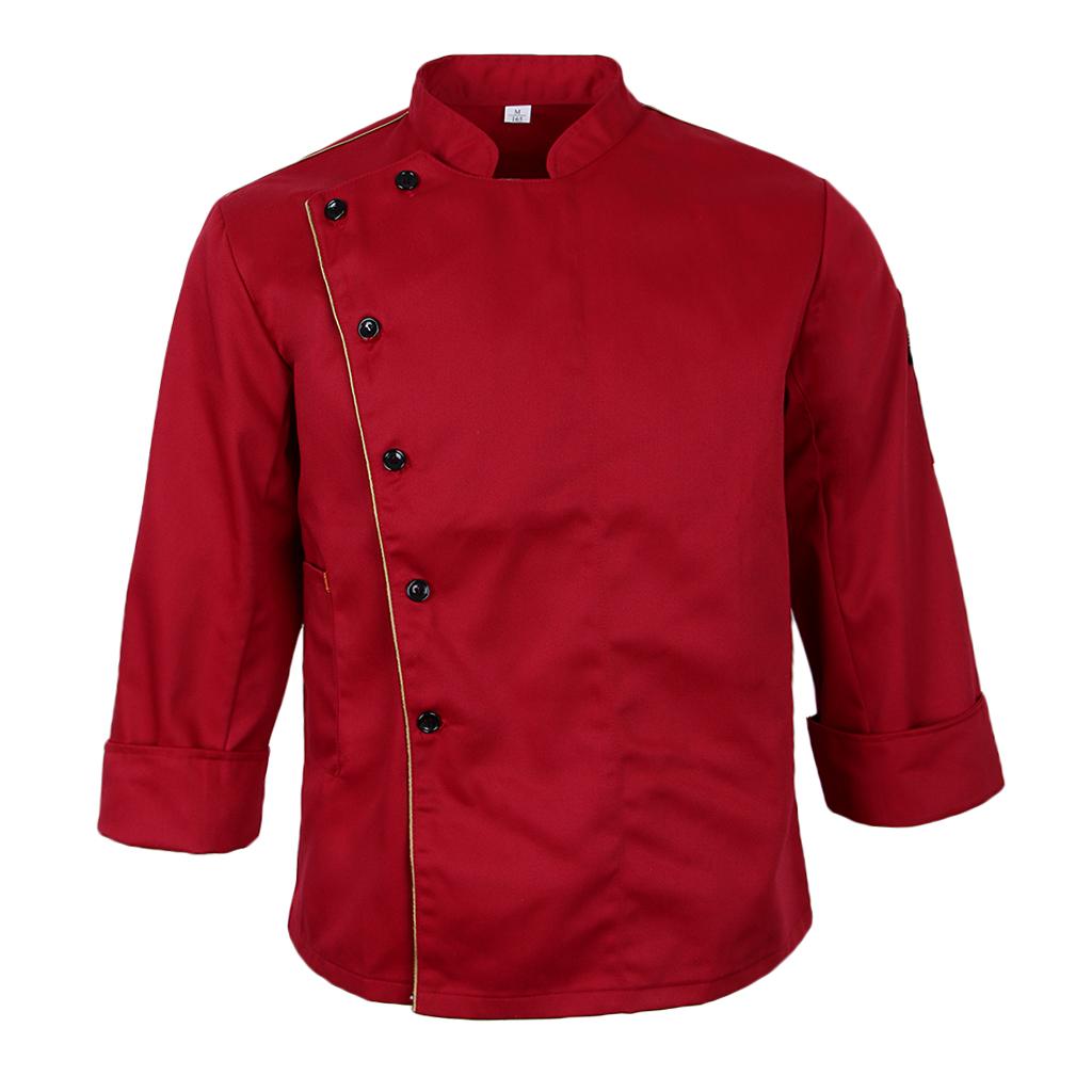 Men Women Stand Collar Long Sleeve Chef Coat Uniform Top4 Colors Choose