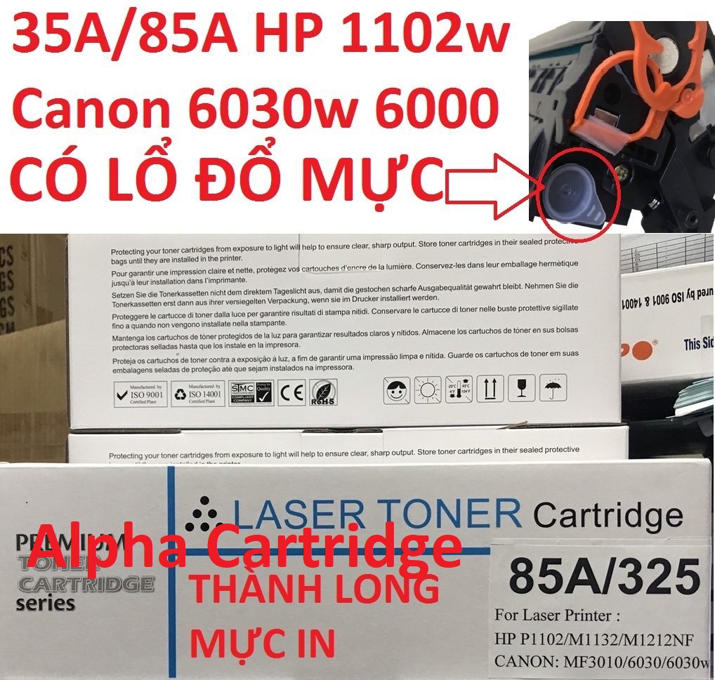 Hộp mực 85A dành cho máy in HP P1102 P1102w HP M1132 MFP, HP M1212NF Canon LBP 6030 6030w 6000 -Hàng chính hãng Alpha Cartridge