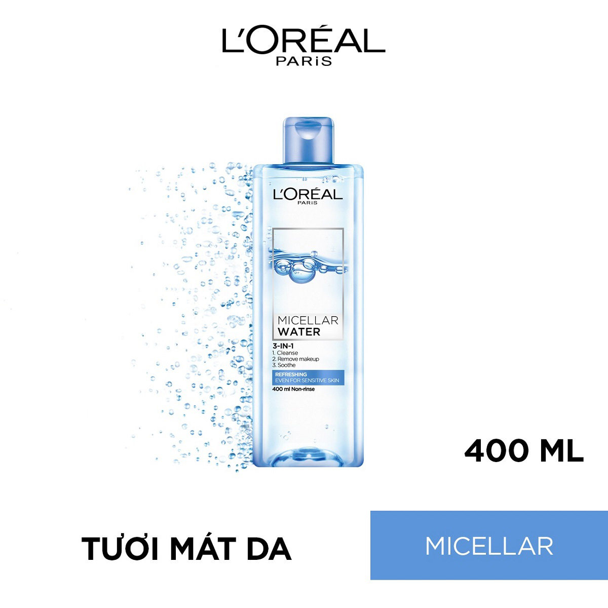 Bộ đôi làm sạch kép và chống nắng L'Oreal Paris chuyên sâu (MCL 400,SRM 50,ME 22,UV15)