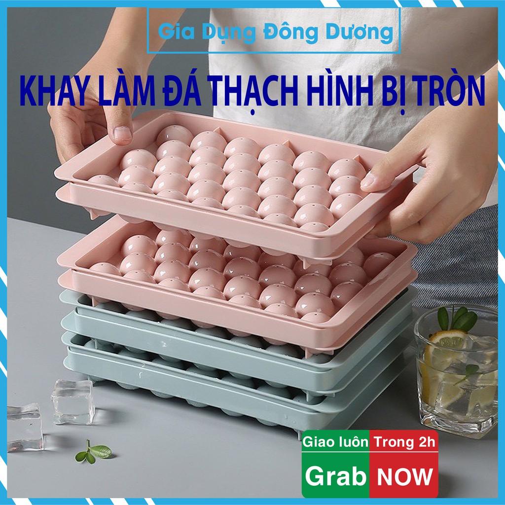 Khay Làm Đá Thạch Bi Nhựa Tròn Làm Hoa Quả Trái Cây Khuôn Đá Viên Tròn 33 Viên