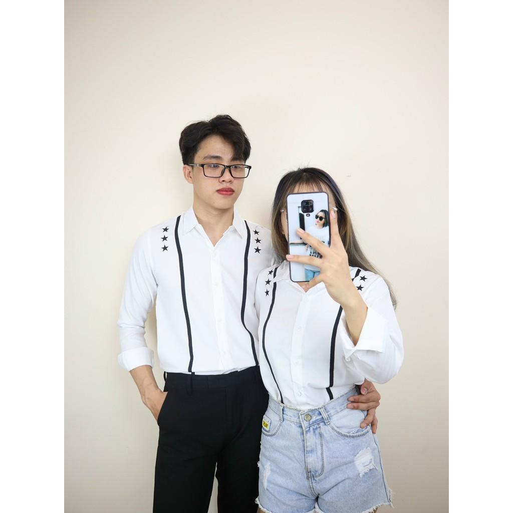 Áo sơ mi in thêu dài tay nam nữ cực đẹp phù hợp phong cách thời thượng