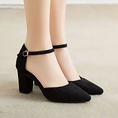 Giày cao gót 6 phân bít mũi gót sọc đơn LT