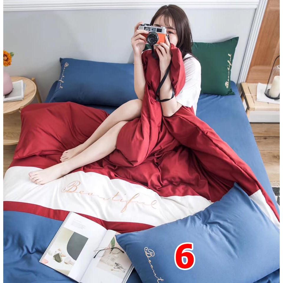 Bộ chăn ga 4 món cotton Tici cao cấp đủ size đủ màu  TC05