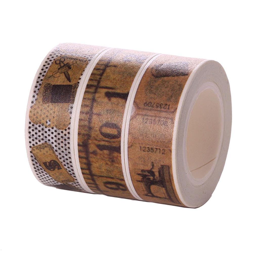 3 Rolls Retro Style Paper Masking Washi Tapes DIY
