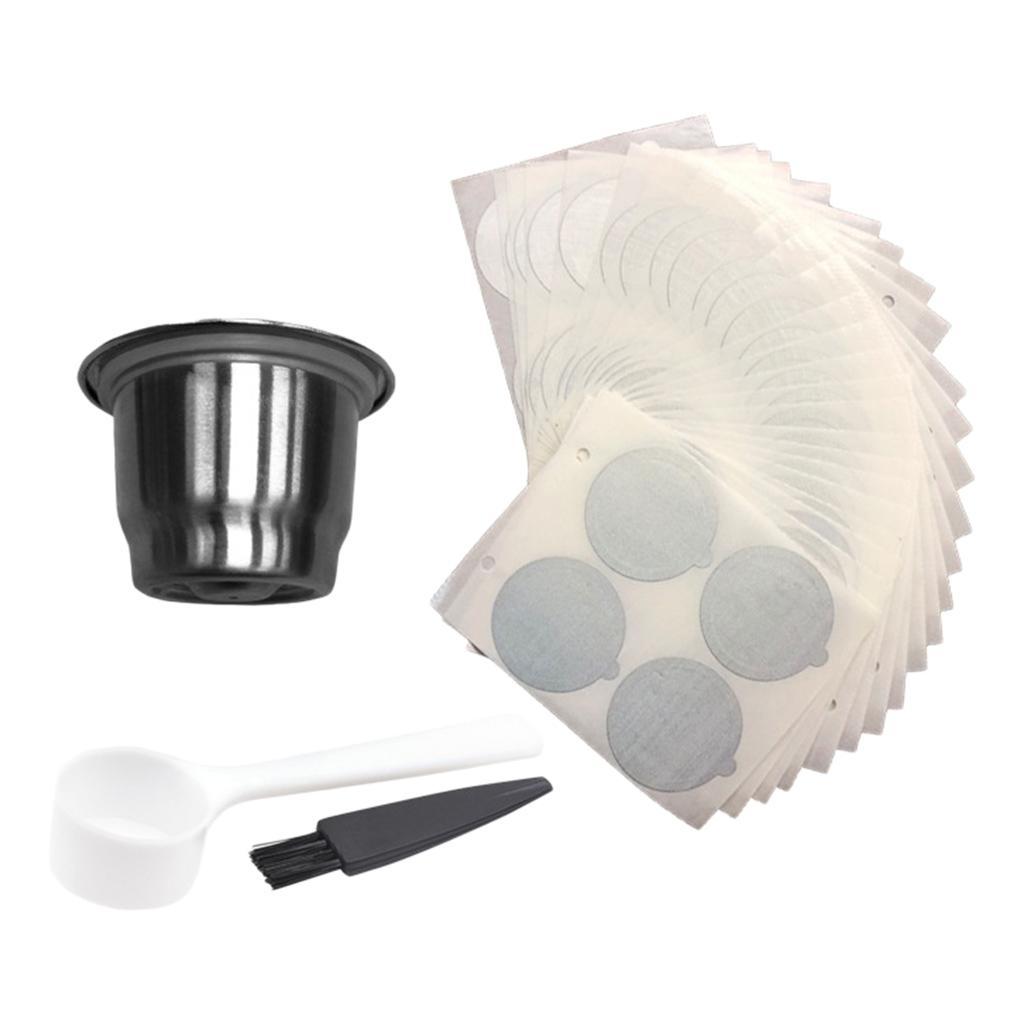 Reusable Coffee Capsule Cup Filter with Aluminum Foil Lids for Home Office