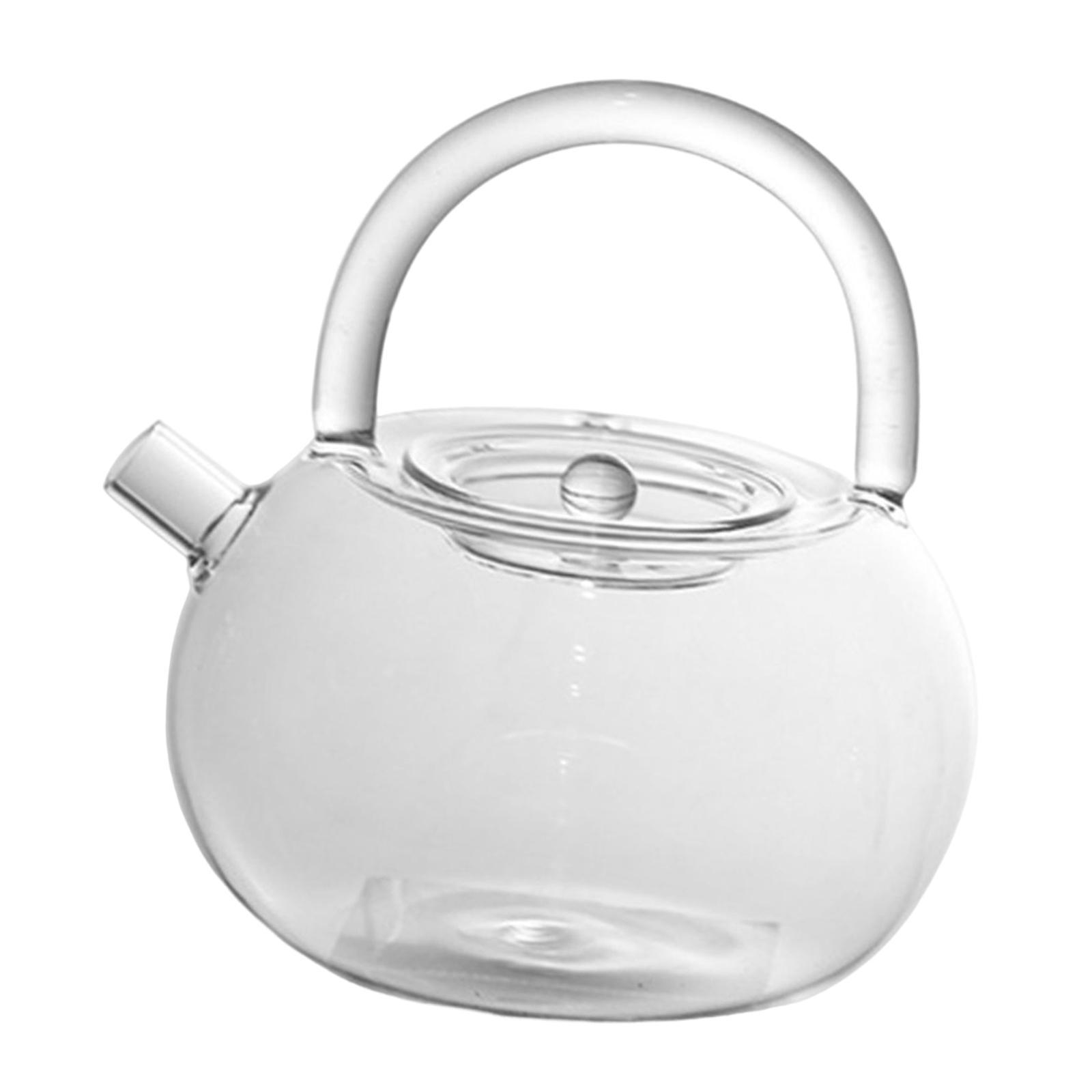 High Borosilicate Glass Tea Pot, Transparent Tea Kettle with Handle for Loose Leaf Blooming