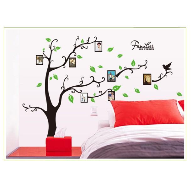 Decal trang trí tường - Cây Lớn Cong Khung Hình ĐEN 02