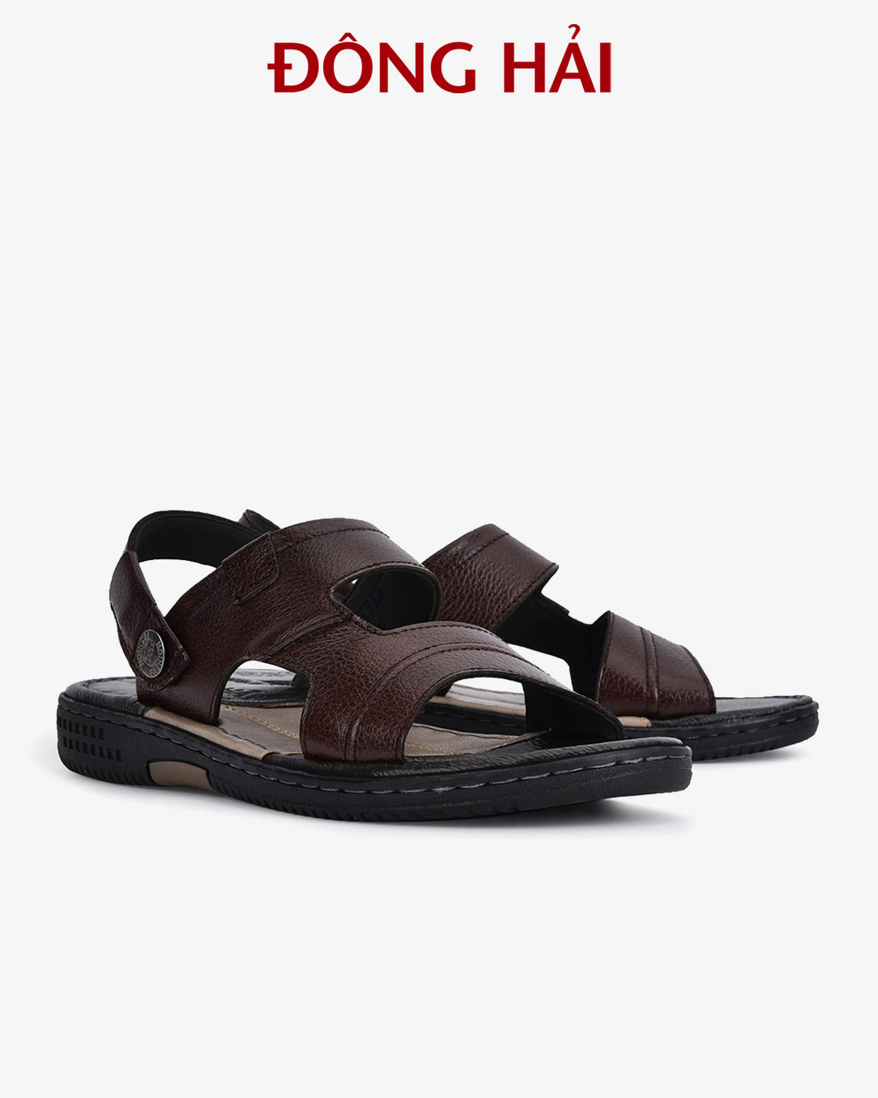 Sandal nam da bò Đông Hải quai ngang thiết kế bản to nam tính dễ phối trang phục - S1131