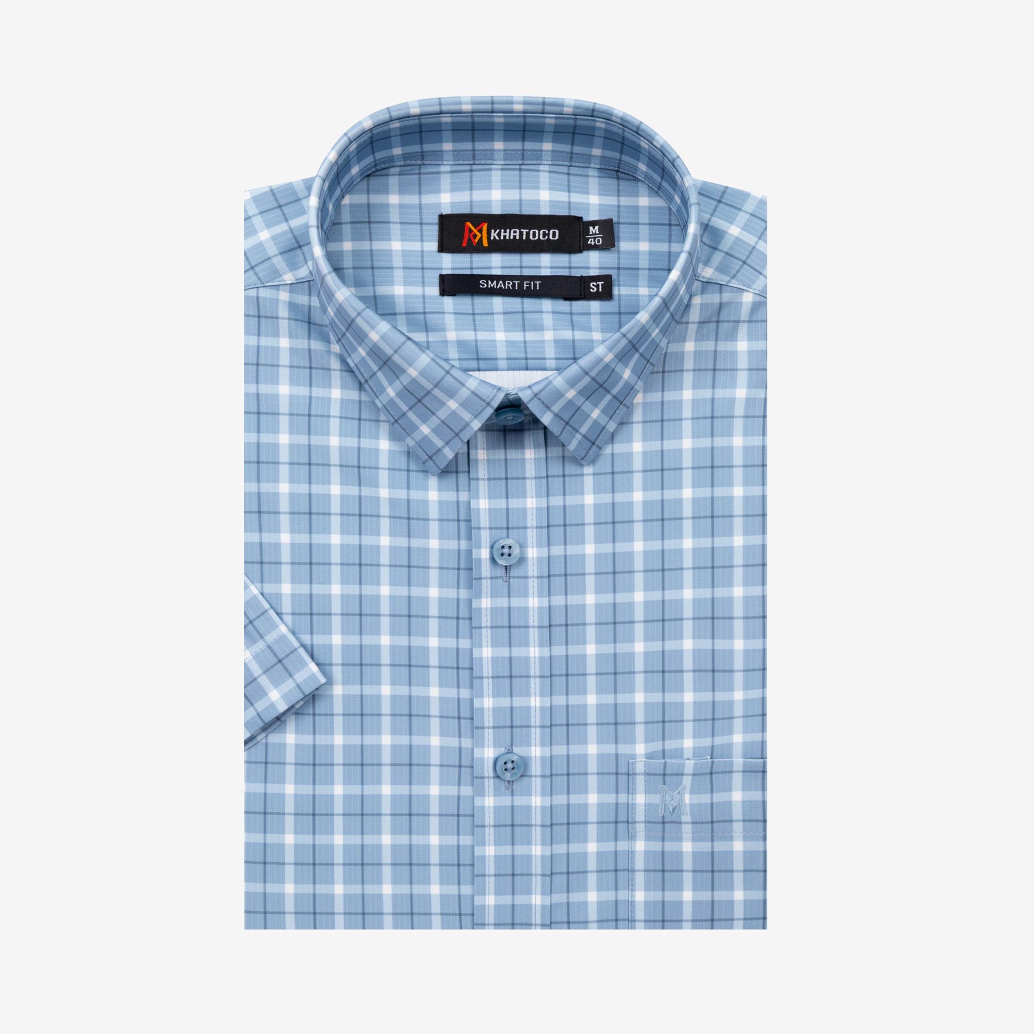 Áo sơ mi nam KHATOCO Smart Fit ngắn tay A1MN538S2-CNCR879-2711-N