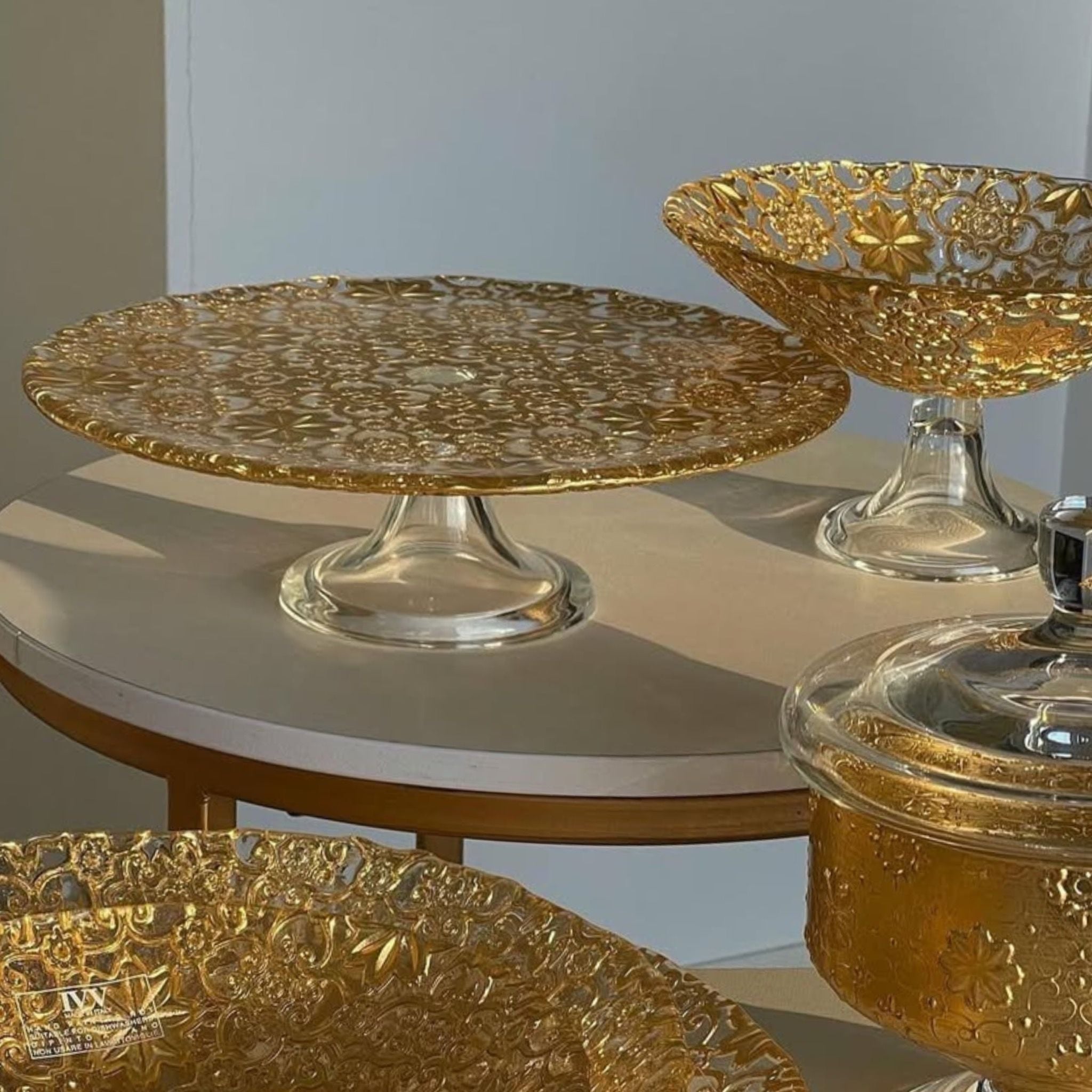 Đĩa chân đế IVV Arabesque Gold Leaf hàng chính hãng