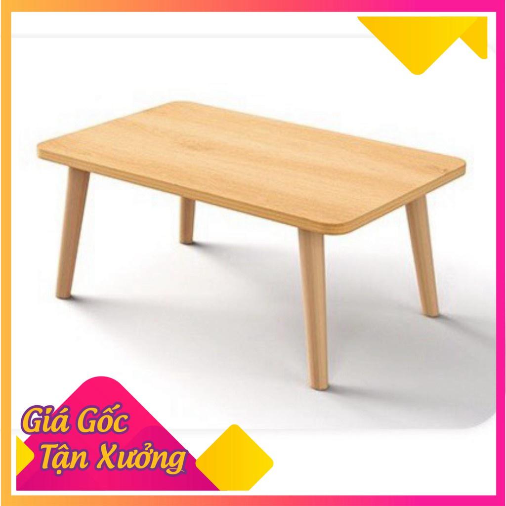 Bàn trà sofa/cafe chữ nhật, mặt bàn bo góc cua mềm mại, chân gỗ tự nhiên cao tựa bệt 30cm hoặc cao 40cm