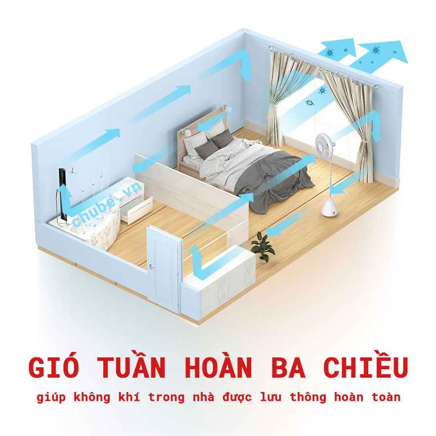 Quạt để bàn gấp gọn Xundd XDOT-024 pin lên đến 20h, 8000mAh- hàng chính hãng