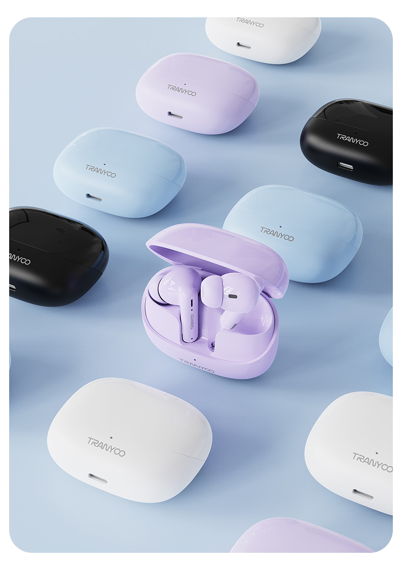 Tai nghe Bluetooth 5.3 TRANYOO T-M26, khử tiếng ồn thông minh, thiết kế đẹp, sang trọng, pin trâu - Hàng chính hãng