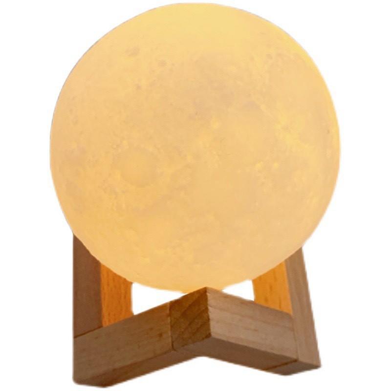 Đèn ngủ để bàn hình cầu đế gỗ size 8cm ánh sáng vàng decor trang trí phòng ngủ