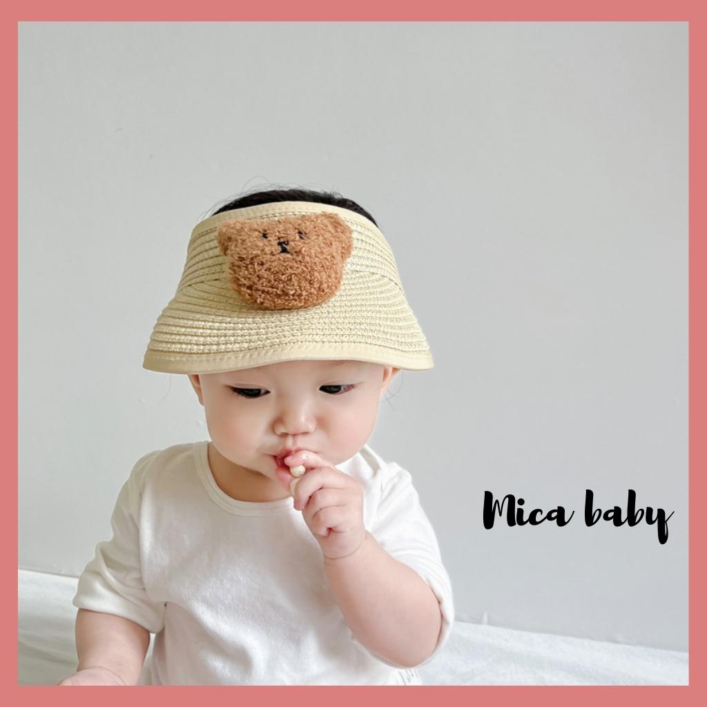 Mũ nón cói nửa đầu đính gấu bông xù đáng yêu cho bé 6m-7y Mimo baby MH109