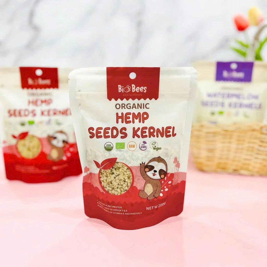 Hạt Gai Hữu Cơ Đã Tách Vỏ BioBees 200g - Giàu Omega 3-6, Protein Thực Vật, Tốt Cho Tim Mạch &amp; Não Bộ